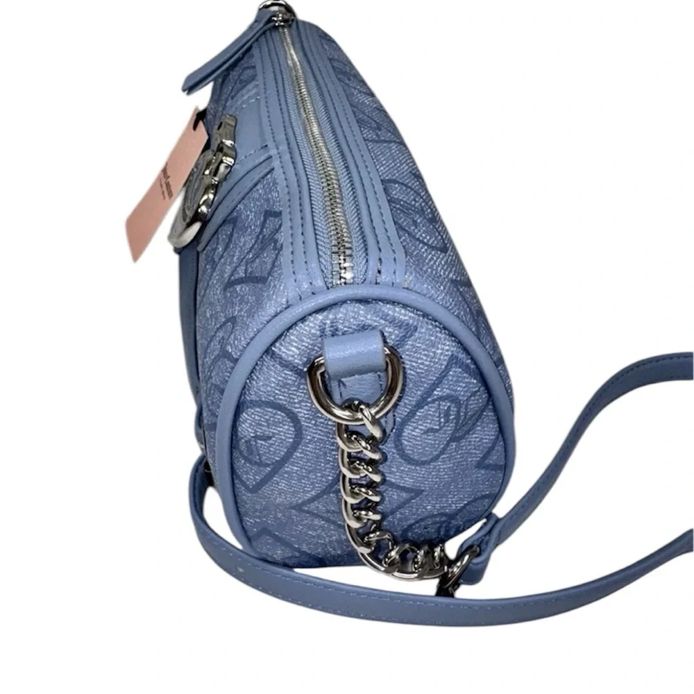 Juicy Couture Slate Blue /Silver Precious Moments Roll Barrel Bag Crossbody  NWT